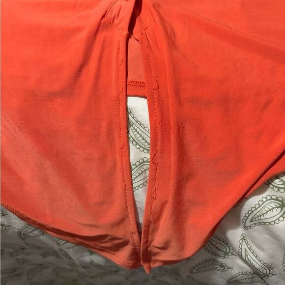 Cato Buttob Down Tie Front Blouse Coral Top M - Picture 9 of 10